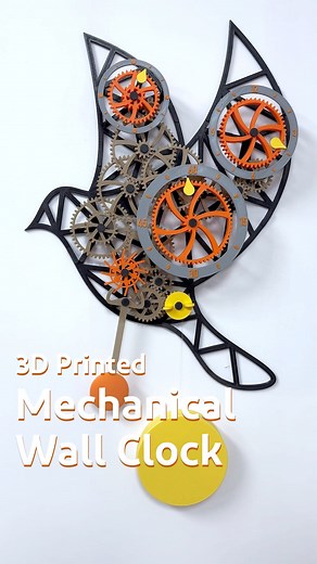 Decoration? It's actually a mechanical clock! This flying bird-shaped model is a fully 3d printed mechanical wall clock. 🕐 Every component of the clock is #3Dprinted and assembled, the whole making process is incredibly enjoyable even though assembly is required. 😍🦜 Featured Printer: #ELEGOONeptune4Pro FDM 3D printer . . . . . #3dprinting #fdm #3dprints #makers #artwork #diy #cartoon #decor #arts #miniatureart #miniatureartist #ELEGOO #makersgonnamake #3dprint #engineer #projects #artwork #pr