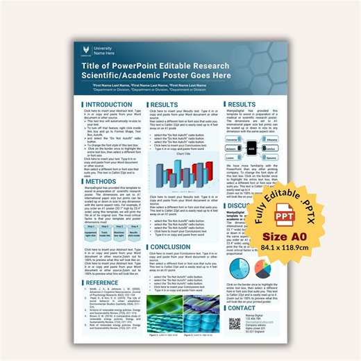 Academic Research Poster Template A0 Portrait | Editable Powerpoint Scientific Conference Poster | University & STEM Presentation - Etsy