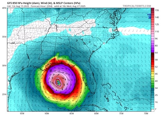 This morning’s GFS model run from Tropical Tidbits shows a strong tropical system in the Gulf on Thursday, August 28 … almost exactly 20 years after Hurricane Katrina began impacting our coast. This is just one early model run and we’re still 13 days out, so it will likely change. Models at this range are for awareness, not alarm. But it’s a good reminder that: • Peak hurricane season is here. • The Gulf is warm and can develop storms quickly. • Preparation now is easier than rushing later. • Ke
