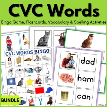 CVC Word Games Flashcards Activities Special Education Autism ESL Spelling