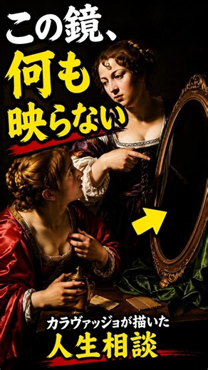 この鏡、なぜか“何も映らない”【マルタとマグダラのマリア｜カラヴァッジョ】#カラヴァッジョ#バロック美術 #デトロイト美術館#キリスト教美術 #テネブリズム #Caravaggio #Shorts