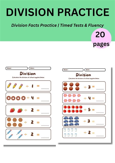 Division Worksheets for Kids | Printable Math Practice | Classroom & Homeschool Use - Etsy