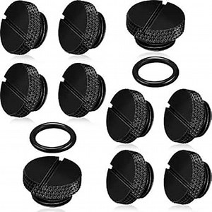 Hotop 10 Pcs Black G 1/4 PC Water Cooling Plug Fittings with O- Ring Stop Fitting for Computer Water Cooling System