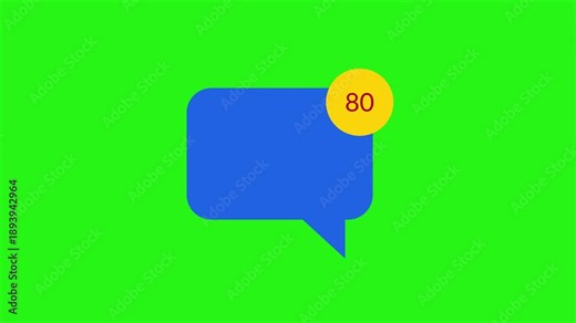 Message pop up animation with counter increasing from 1 to 100 on green screen background