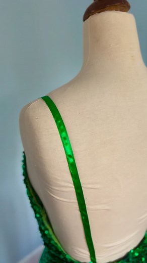 THAT BACK. 🥵 Vintage showgirl gown, fully sequined in glowing green. Coming tomorrow, DM if you just can’t wait. ✨🪲🐍🪲✨ #bwvforsale | Butch Wax Vintage