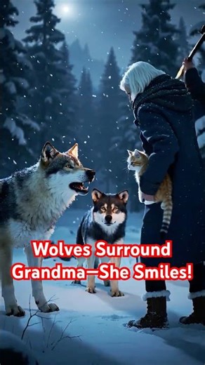 An old lady was surrounded by three wolves… one swing of her cane sent them running 😱💪