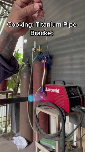 Cooking: Titanium Pipe Bracket #motogoods #octtooworks #titanium #fy
