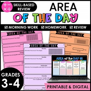 Area of the Day - with Digital Area Practice Google Slides™ - Area Worksheets