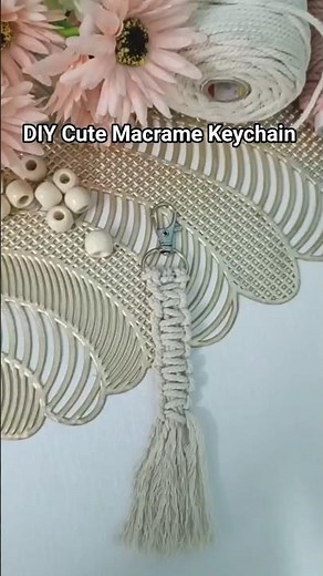DIY Cute Macrame Keychain #easy macrame for beginners #Easy DIY Cute keychain #easyartandcraft