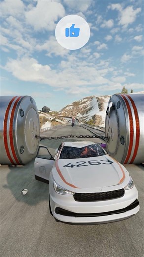 Chain Barrier Opens! Limousine Stuck, Police Crash & Piano Falls! | #beamngdrive #shorts