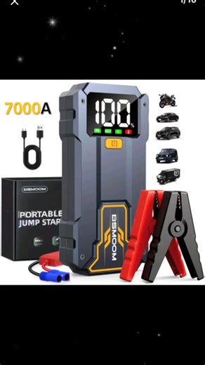 BSMOOM 7000A Autobatterie-Booster, mit LED-Taschenlampe, großes LCD-Display, Notfal