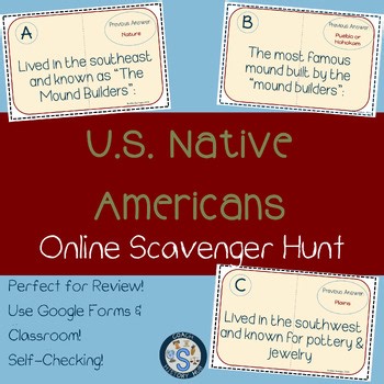 US Native Americans Digital Centers Interactive Scavenger Hunt Game Activity
