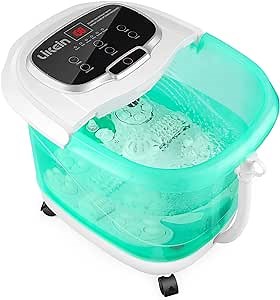 Foot Spa with Heat and Massage and Jets - Electric Foot Spa Bath Massager with 6 Motorized Massage Rollers Adjustable Water Shower, Home Pedicure Foot Spa with Time Temper Control