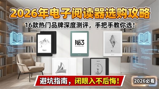 2026年电子阅读器选购攻略：看完这篇就够了！详细对比16款电子阅读器，深度剖析性能与特点，2026年电子书阅读器推荐，总有一款适合你！