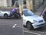 Dangerous driver rams motorcyclist with passenger while moving | Daily Mail Online