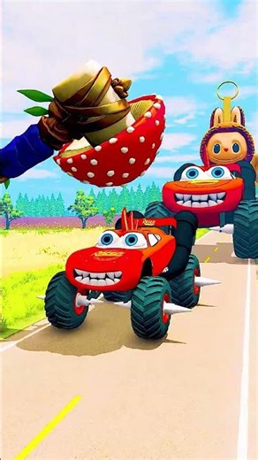 Big & Small Cars vs Giant Mushroom Slap - BeamNG.Drive