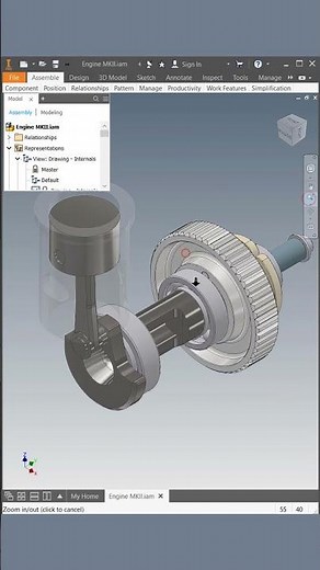 #Engine MKII Assembly Animation Internal Components || #autodesk #inventorshorts || #youtubeshorts