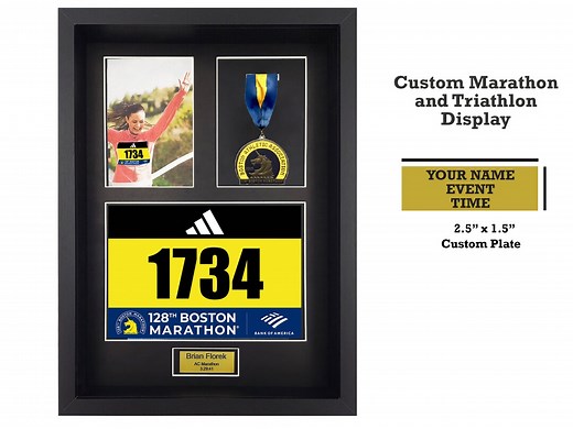 Personalized 3 in 1 Shadow Box Display for Marathons and Triathlons - Etsy