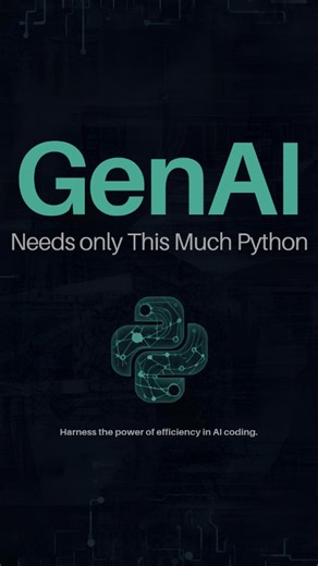 Sravan Kumar Ganga on Instagram: "Everyone thinks you must master Python before touching GenAI That’s the biggest myth holding beginners back. Reality You only need ~30–40% of Python to start building: LLM apps LangChain workflows AI-powered tools Focus on practical Python + AI libraries, not perfection. Save this Share with someone stuck in “learning forever” mode #GenerativeAI #PythonForAI #AIEngineering #LearnToBuild #TechCareers"