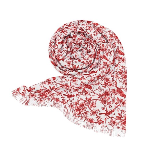 Red Toile De Jouy Light Scarf: Chic Parisian Style Accessory, Vintage French Toile, Birds and Flowers Chinoiserie Print - Etsy