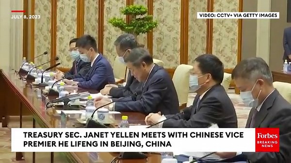 Treasury Secretary Janet Yellen Bows To Chinese Vice Premier He Lifeng
