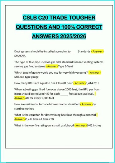 CSLB C20 TRADE TOUGHER QUESTIONS AND 100 CORRECT ANSWERS 2025 2026 video