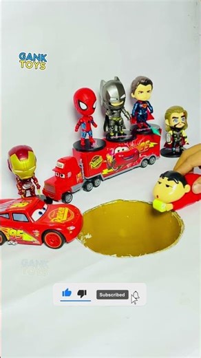 Shin chan car pushing marvel into the hole part 55#jcb #shorts #captainamerica #viral