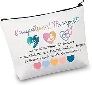 VAMSII OT Gifts Occupational Therapy Cosmetic Bag OT Appreciation Therapist Gift for Women Occupational Therapist Makeup Zipper Pouch (kind bag)