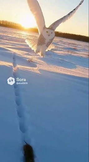 Snowy Owl Dive Attack! Field Mouse Vanishes Beneath the Snow!