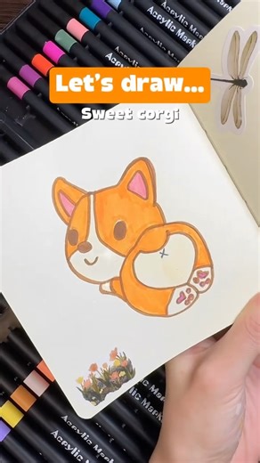 You can also draw with ArtEasy. This is the easiest way to draw Sweet Corgi. ❤️Try now! Link in BIO