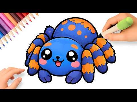 CÓMO DIBUJAR UNA ARAÑA KAWAII FÁCIL🕷️