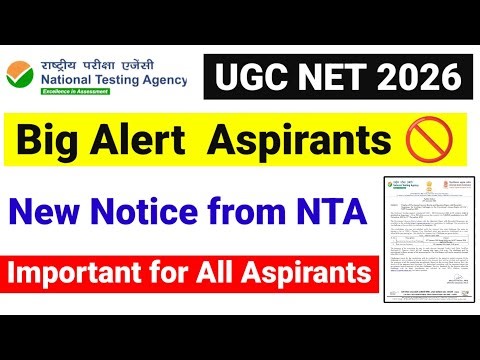 Big Alert 🚫 New Notice from NTA for All NET JRF Aspirant 2026 | UGC NET Form Filling Form Fillup
