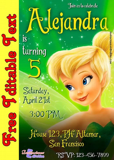 Free Editable Template Tinkerbell Invitation 01 2026