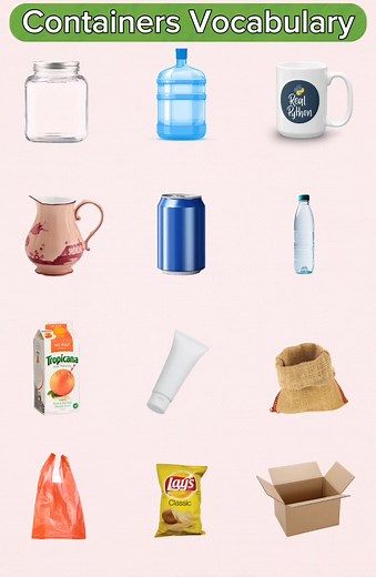 CONTAINERS VOCABULARY. #english #learnenglish #englishteacher #englishlesson #englishvocabulary