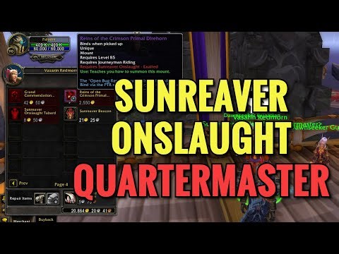 Sunreaver Onslaught Quartermaster Location (Vasarin Redmorn) (WoW MOP)