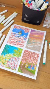 Drawing with @ohuhuart markers🌸💕🍃 10% discount code "calmforeststudio" . . . . #ohuhu #ohuhumarkers #drawing #marker #markerart #landscapedrawing #flowerdrawing #reklam | Calm Forest Studio