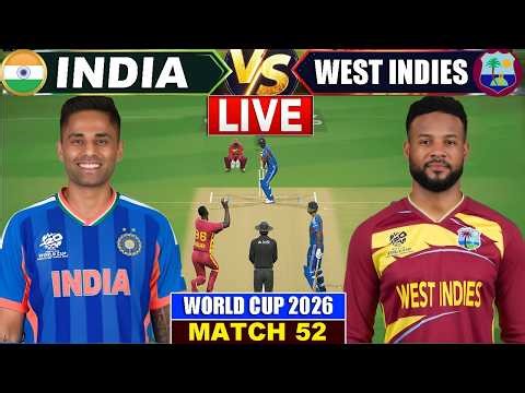 Live IND Vs WI T20 WC Match | Live Cricket Match Today | IND vs WI 52nd T20 2nd innings #livescore