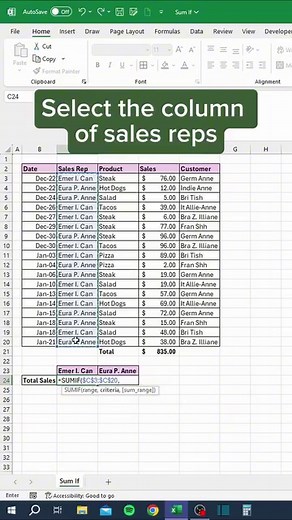 Sum If in Excel‼️ Level up in Excel in one hour!!! 💃🏼 You’re invited to a FREE LIVE Excel class with Miss Excel! 🎉 Register Now Replay Access: link in bio 🗓️ Date / Time: Tuesday, January 23 at 12pm EST 📕 Topic: Shortcuts & Lookup Functions 🗯️ Description: In this free LIVE 60-minute power-packed session, you will discover Miss Excel’s secret hacks to unleash the full power of Microsoft Excel! Miss Excel will share hidden tricks for optimizing your spreadsheets by mastering Lookup Function