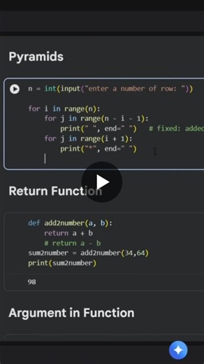 Using Python to generate pyramid patterns — a fun and effective way to improve my understanding of loops and nested structures. | Humaira Lodhi