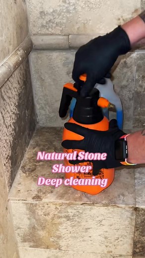 Using gentle methods for natural stone #cleaningvideos #cleaningservice #deepcleaning #satisfyingcleaning #showerclean #housecleaning #ovencleaning | Cassell Cleaners LLC