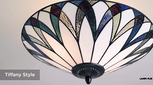 Regency Hill Filton Tiffany Style Close to Ceiling Light Semi Flush Mount Fixture 18" Wide 2-Light Bronze Blue Green Art Glass Shade Cottage Core Bedroom Hallway Living Room Dining Room Bathroom