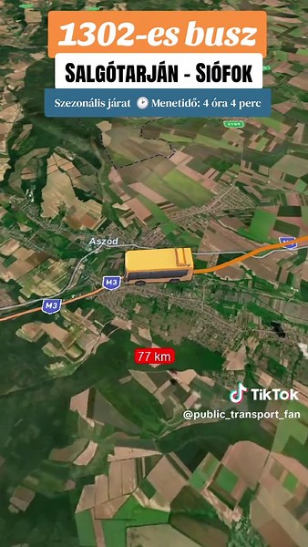 Salgótarján–Siófok 1302-es busz: szezonális járat, indulások és menetidő