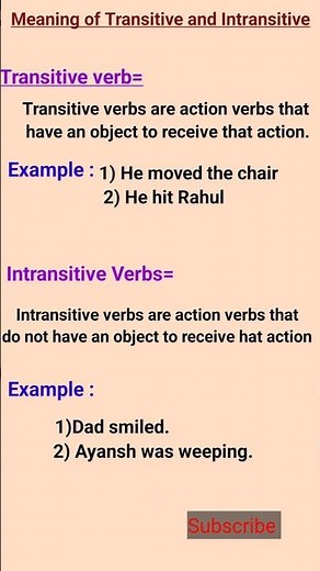 Meaning of Transitive and Intransitive Verbs#English Grammar#youtubeshorts