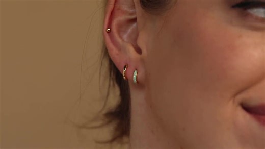 Opal Inlay Huggie Earrings Set by Caitlyn Minimalist • Dainty White Opal Earrings • Blue & Green Gemstone Hoops • Gifts for Wife • ER212 - Etsy