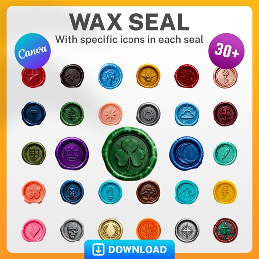 Vintage Wax Seal Clipart Bundle, 30+ Stamp Pngs for Invitations (digital Download) - Etsy UK