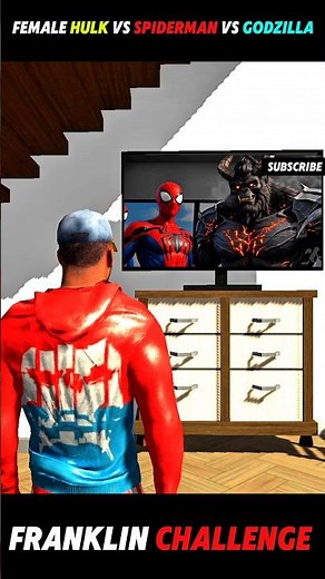 Franklin Became Female Hulk vs Spider-Man & Godzilla 😲💪#shorts #gaming #shortsfeed #gta5 #cartoon