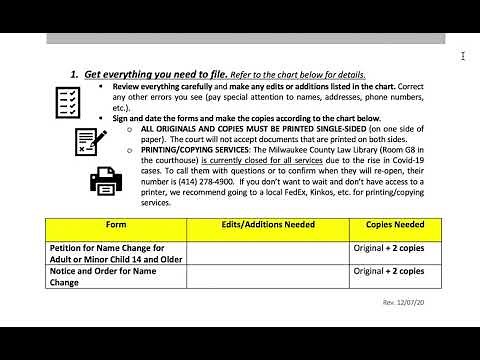 Filing Instructions for the Adult (and Minor children 14+) Name Change