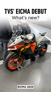 TVS Motor Company has unveiled a bunch of products at #EICMA2025. @rishaadmody takes you through all the key highlights. ▪️ The TVS M1-S is a new electric maxi-scooter designed for international markets and will be launched internationally at the end of next year. ▪️ The next one is the updated TVS X scooter, which gets 14-inch wheels, more tech features, and a new colour scheme. ▪️ The e.FX.30 is an electric naked motorcycle concept which TVS say has a next-gen electric powertrain. For now, not