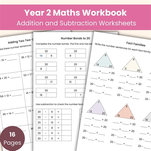 Year 2 Maths Workbook | Addition and Subtraction Worksheets | Printable Maths Practice - Etsy Australia