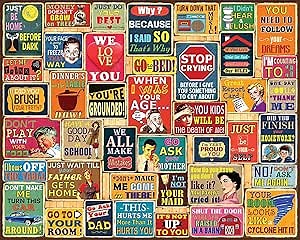 White Mountain 1000 Piece Jigsaw Puzzle Nostalgic Quotes Collage Puzzles with Large Pieces for Adults and Family 24"x30" - Things Parents Say